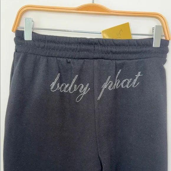 Baby Phat Black Rhinestone Logo Jogger Pants - Picture 3 of 8
